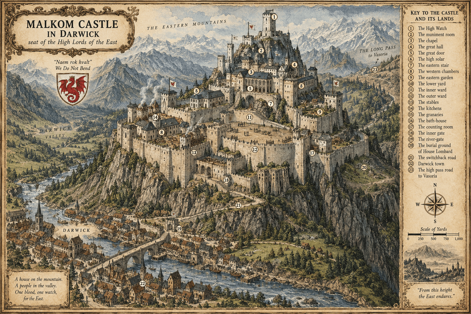 Malkom Castle in Darwick, home of House Lombard